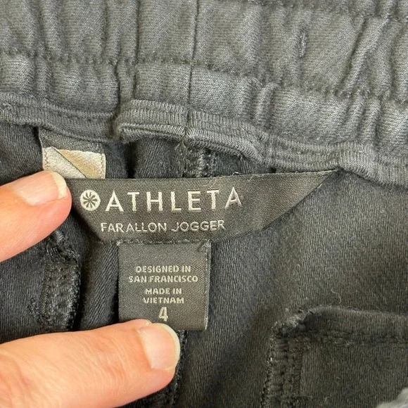 Athleta Farallon Jogger Pants Black Organic Cotton Utility Tapered Womens Size 4 - Picture 5 of 11